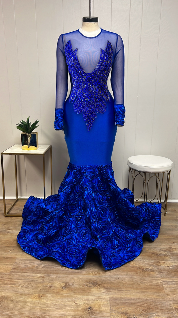 Customizable Royal Rhinestone Royal Blue Gown DOM SUTLE